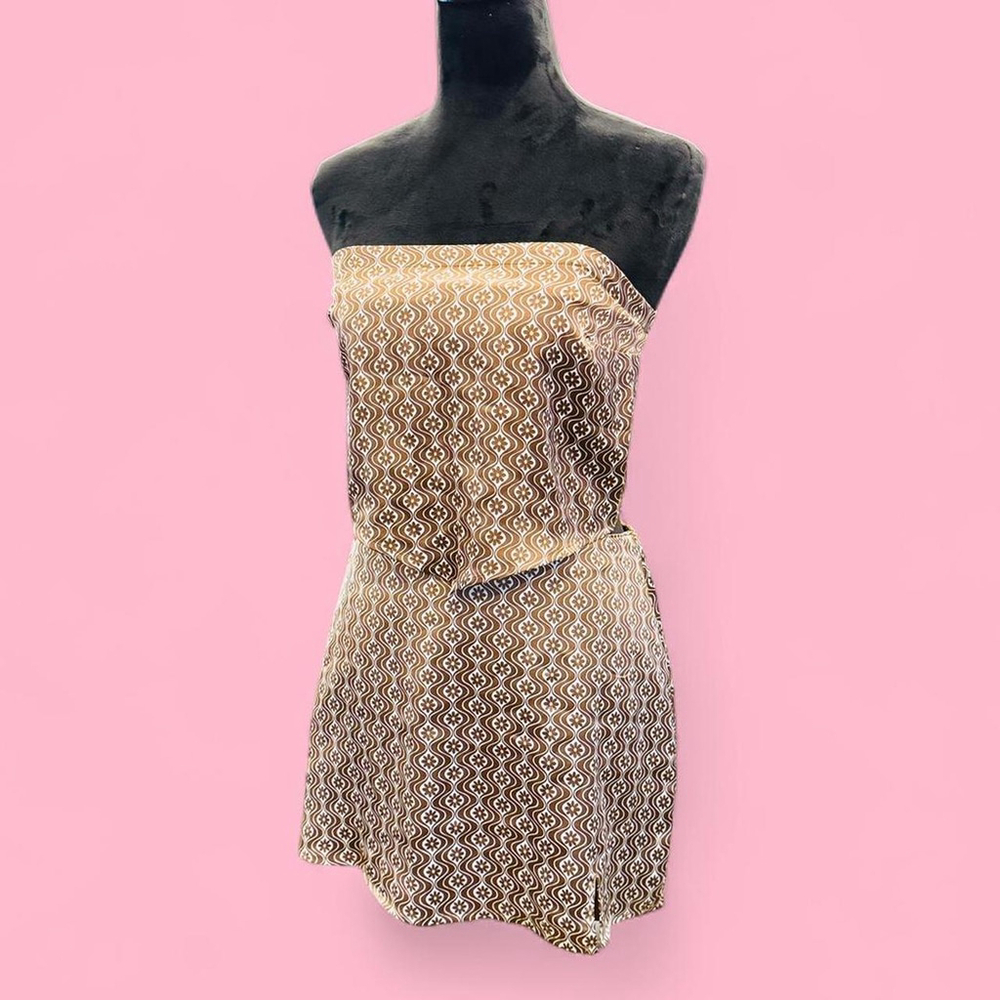Strapless Brown Hankerchief Y2K Retro Brown Two Piece Skirt Set Hollister Small